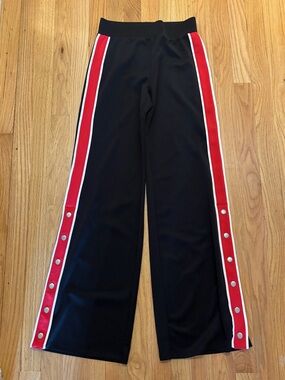 Express Black Sweatpants with Red and White Side Stripes